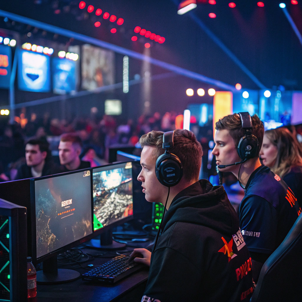 High-intensity esports tournament stage lighting
